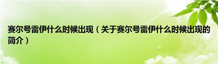 賽爾號(hào)雷伊什么時(shí)候出現(xiàn)（關(guān)于賽爾號(hào)雷伊什么時(shí)候出現(xiàn)的簡介）