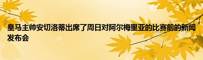 皇馬主帥安切洛蒂出席了周日對(duì)阿爾梅里亞的比賽前的新聞發(fā)布會(huì)