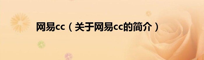 網易cc（關于網易cc的簡介）