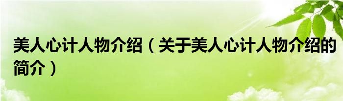 美人心計人物介紹（關(guān)于美人心計人物介紹的簡介）