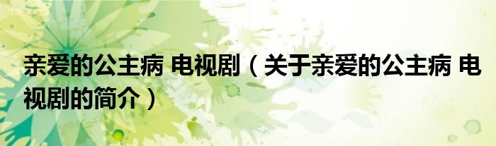 親愛的公主病 電視?。P于親愛的公主病 電視劇的簡介）