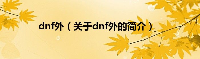 dnf外（關(guān)于dnf外的簡介）