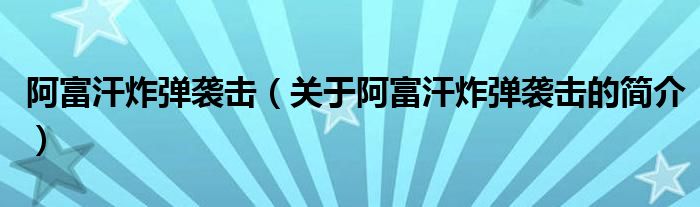 阿富汗炸彈襲擊（關(guān)于阿富汗炸彈襲擊的簡(jiǎn)介）