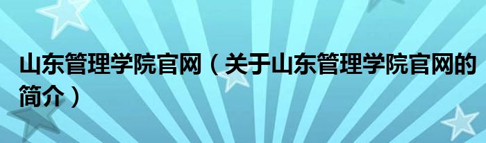 山東管理學(xué)院官網(wǎng)（關(guān)于山東管理學(xué)院官網(wǎng)的簡介）