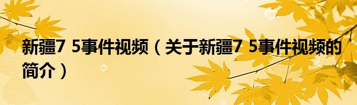 新疆7 5事件視頻（關(guān)于新疆7 5事件視頻的簡介）