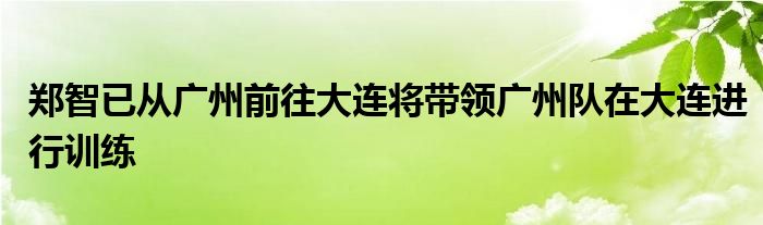 鄭智已從廣州前往大連將帶領(lǐng)廣州隊在大連進行訓練