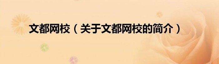 文都網(wǎng)校（關(guān)于文都網(wǎng)校的簡(jiǎn)介）