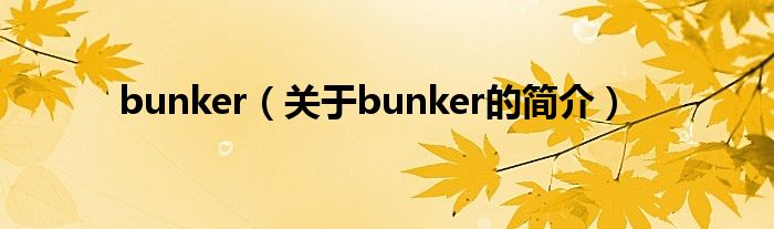 bunker（關(guān)于bunker的簡介）