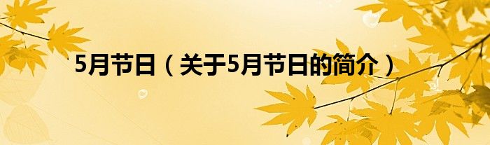 5月節(jié)日（關(guān)于5月節(jié)日的簡介）