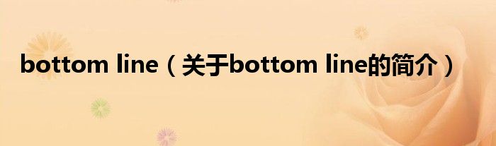 bottom line（關于bottom line的簡介）