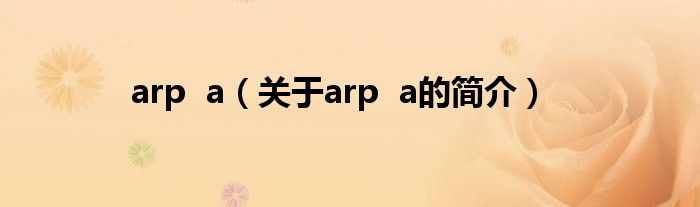 arp  a（關于arp  a的簡介）