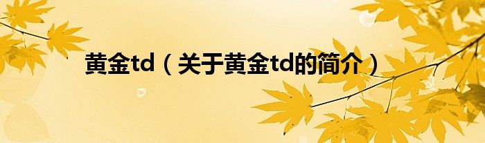 黃金td（關于黃金td的簡介）