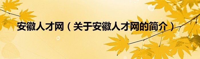 安徽人才網(wǎng)（關(guān)于安徽人才網(wǎng)的簡介）