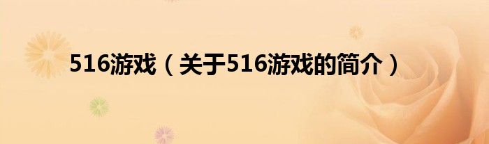 516游戲（關于516游戲的簡介）