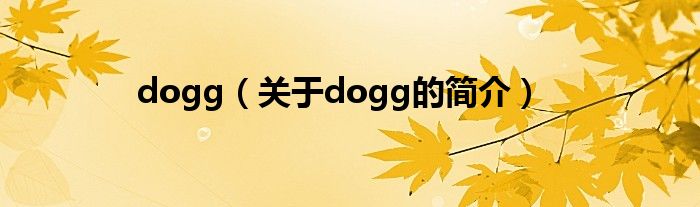 dogg（關(guān)于dogg的簡(jiǎn)介）