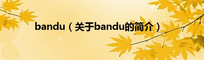 bandu（關(guān)于bandu的簡介）