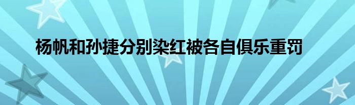 楊帆和孫捷分別染紅被各自俱樂重罰