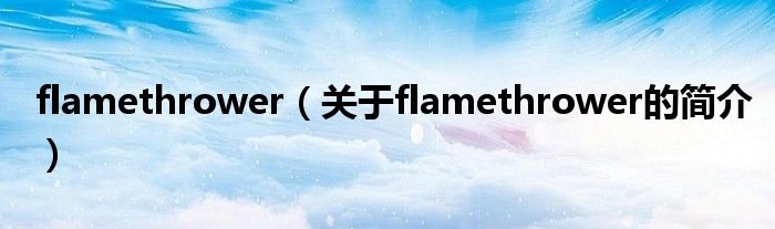 flamethrower（關(guān)于flamethrower的簡(jiǎn)介）