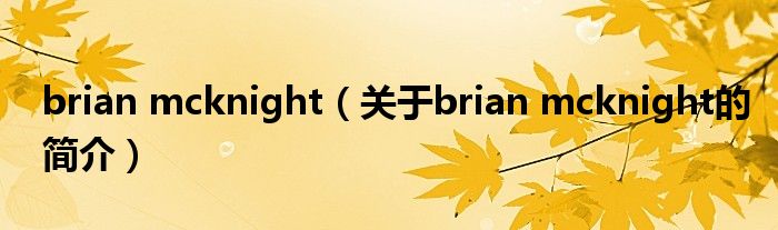 brian mcknight（關(guān)于brian mcknight的簡介）