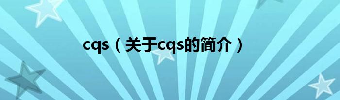 cqs（關于cqs的簡介）