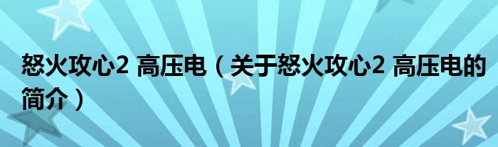 怒火攻心2 高壓電（關(guān)于怒火攻心2 高壓電的簡介）