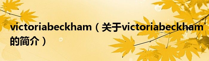 victoriabeckham（關(guān)于victoriabeckham的簡介）