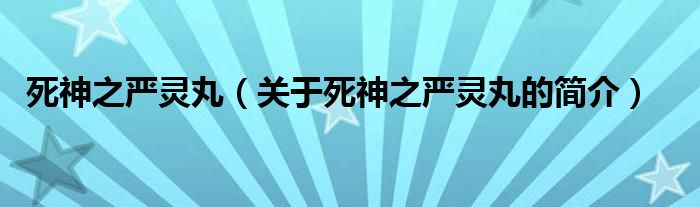 死神之嚴靈丸（關(guān)于死神之嚴靈丸的簡介）