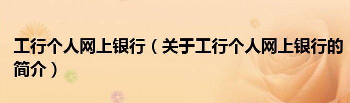 工行個人網(wǎng)上銀行（關(guān)于工行個人網(wǎng)上銀行的簡介）