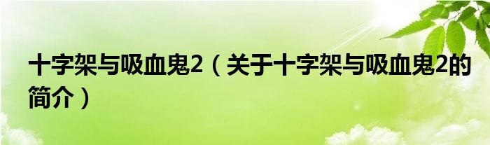 十字架與吸血鬼2（關(guān)于十字架與吸血鬼2的簡(jiǎn)介）