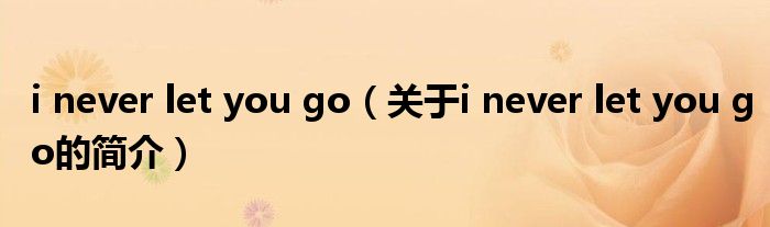 i never let you go（關(guān)于i never let you go的簡(jiǎn)介）