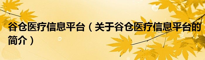 谷倉醫(yī)療信息平臺(tái)（關(guān)于谷倉醫(yī)療信息平臺(tái)的簡(jiǎn)介）