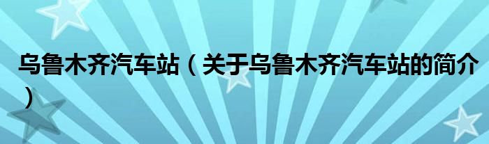 烏魯木齊汽車站（關(guān)于烏魯木齊汽車站的簡介）