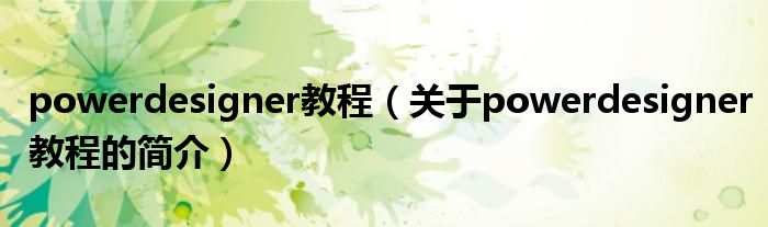 powerdesigner教程（關(guān)于powerdesigner教程的簡(jiǎn)介）