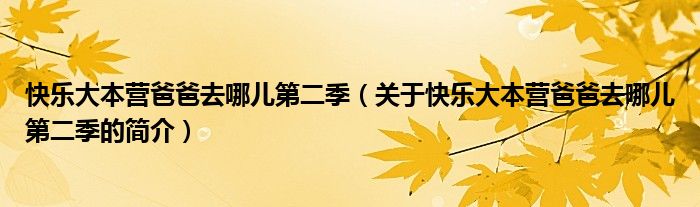 快樂(lè)大本營(yíng)爸爸去哪兒第二季（關(guān)于快樂(lè)大本營(yíng)爸爸去哪兒第二季的簡(jiǎn)介）