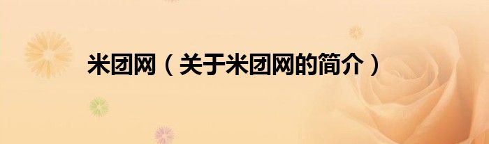 米團(tuán)網(wǎng)（關(guān)于米團(tuán)網(wǎng)的簡(jiǎn)介）