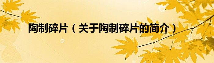 陶制碎片（關(guān)于陶制碎片的簡(jiǎn)介）