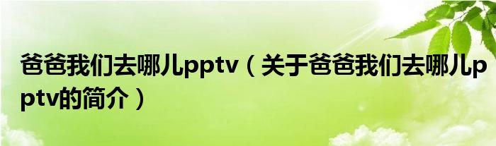 爸爸我們去哪兒pptv（關于爸爸我們去哪兒pptv的簡介）