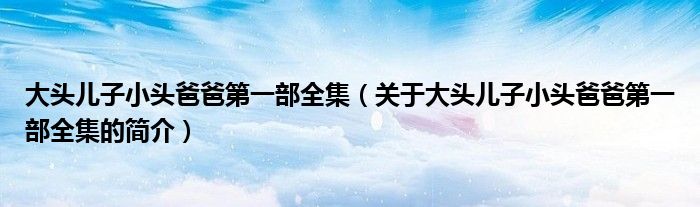 大頭兒子小頭爸爸第一部全集（關(guān)于大頭兒子小頭爸爸第一部全集的簡介）