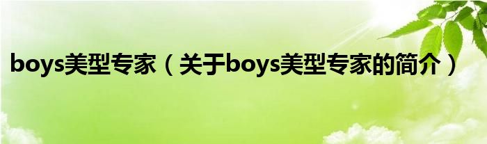 boys美型專家（關于boys美型專家的簡介）