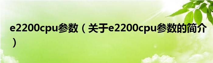 e2200cpu參數(shù)（關(guān)于e2200cpu參數(shù)的簡(jiǎn)介）