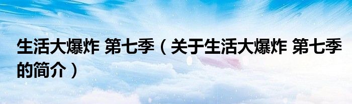 生活大爆炸 第七季（關(guān)于生活大爆炸 第七季的簡(jiǎn)介）