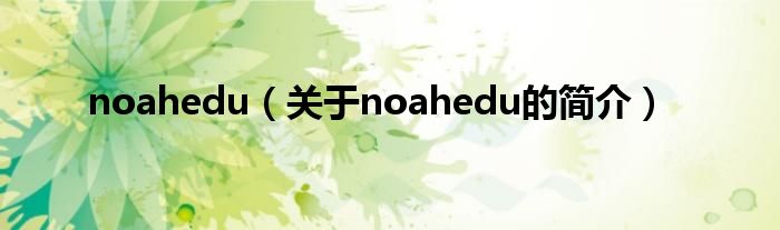 noahedu（關于noahedu的簡介）