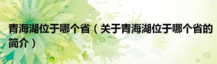 青海湖位于哪個(gè)省（關(guān)于青海湖位于哪個(gè)省的簡(jiǎn)介）