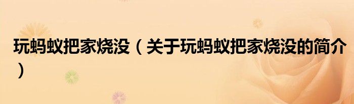 玩螞蟻把家燒沒（關(guān)于玩螞蟻把家燒沒的簡介）