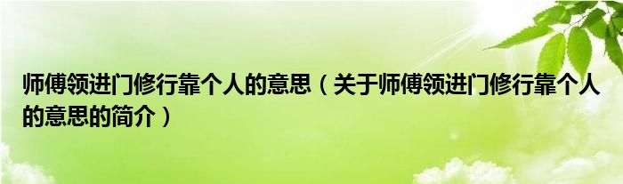 師傅領(lǐng)進門修行靠個人的意思（關(guān)于師傅領(lǐng)進門修行靠個人的意思的簡介）