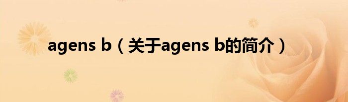 agens b（關(guān)于agens b的簡(jiǎn)介）