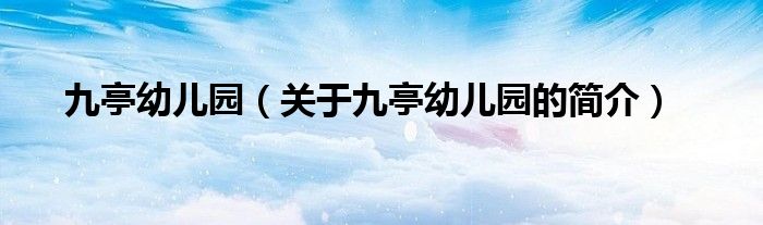 九亭幼兒園（關(guān)于九亭幼兒園的簡介）