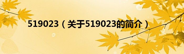 519023（關(guān)于519023的簡介）