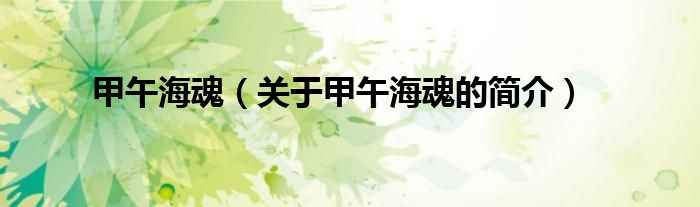 甲午?；辏P(guān)于甲午海魂的簡(jiǎn)介）