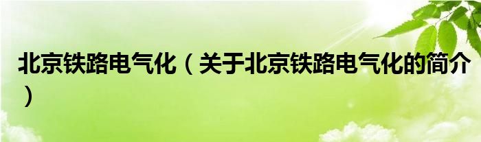 北京鐵路電氣化（關(guān)于北京鐵路電氣化的簡介）